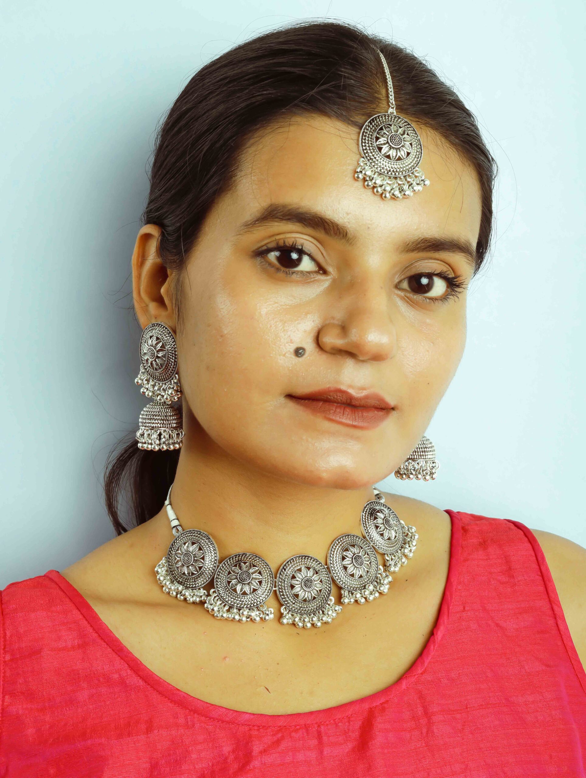 Jewelleries are hand carved in the purest form of silver to achieve authentic ethnic craftsmanship.
