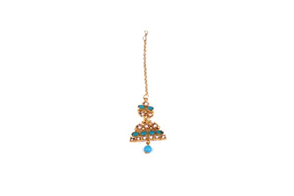 Pheme Blue Pearl Beads kundan Jewellery Set - Image 4