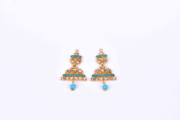 Pheme Blue Pearl Beads kundan Jewellery Set - Image 3