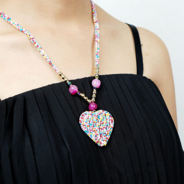 Orchid Heart Beads Necklace