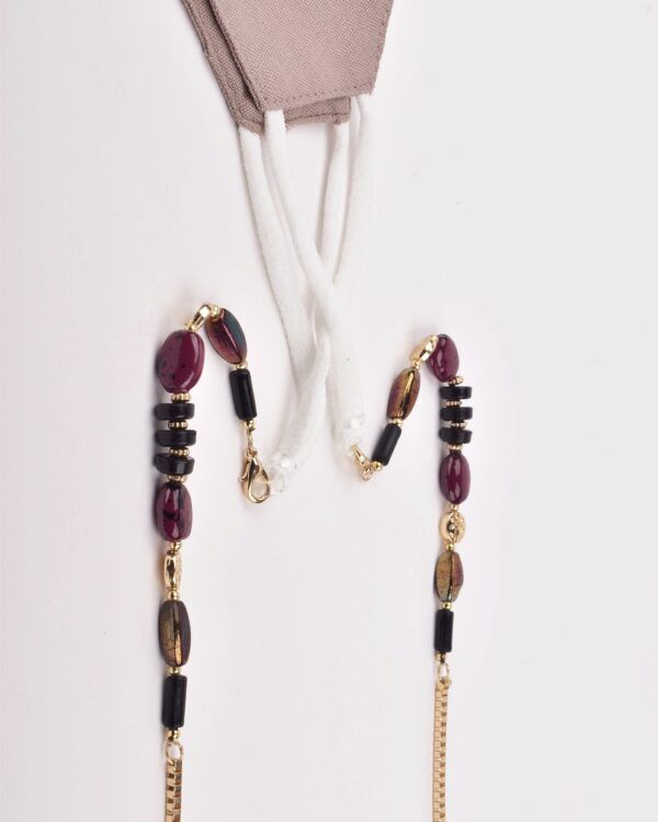 Olivia Maroon Stone Mask Chain - Image 3