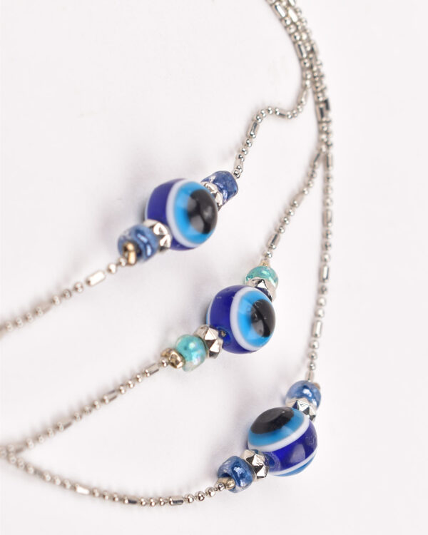 Blue Evil Eye Layered Anklet - Image 4