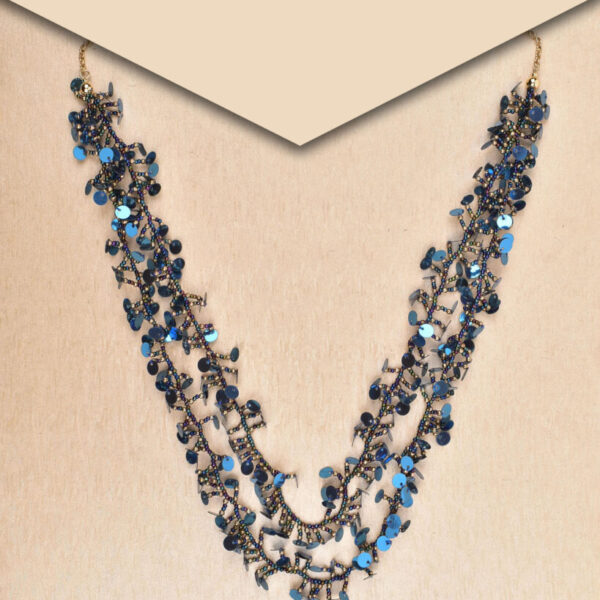 Orion Blue Beads Crescent Necklace