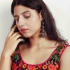 Scarlet Beads and Thread Earring