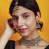 Pheme Blue Pearl Beads kundan Jewellery Set