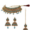 Pheme Blue Pearl Beads kundan Jewellery Set - Image 2