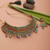 Pheme Blue Pearl Beads kundan Jewellery Set - Image 6