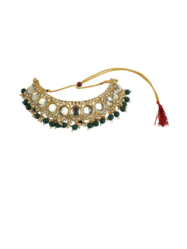 Aina Green Kundan Necklace Set - Image 3