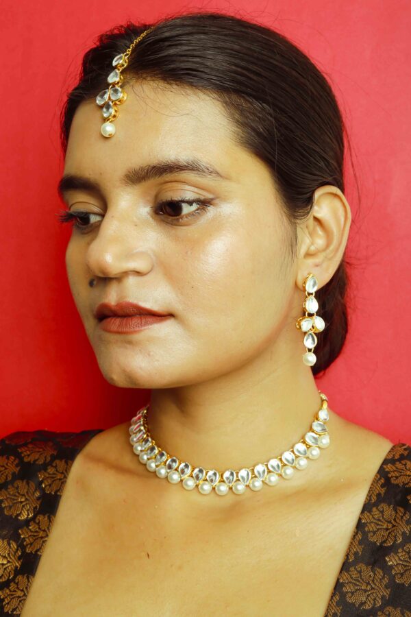 The Bridal Edit- Pearl Kundan Necklace Set - Image 2