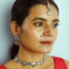 Aina Oxidised Mirror Choker Necklace Set - Image 2