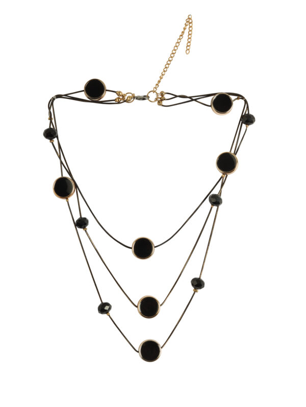 Black Round Layer Necklace - Image 3