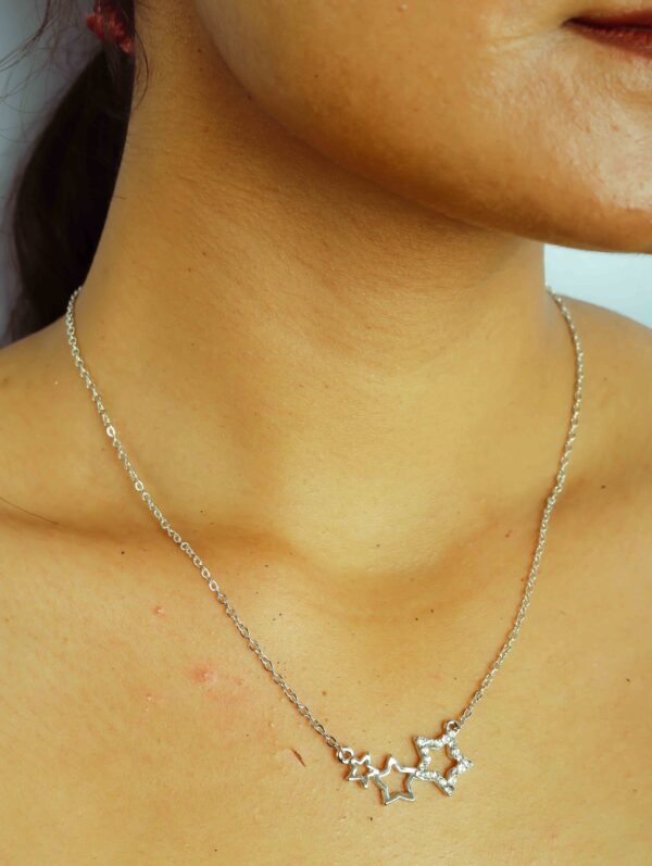 3 Star Silver Necklace - Image 4