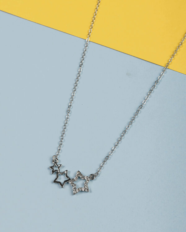 3 Star Silver Necklace - Image 2