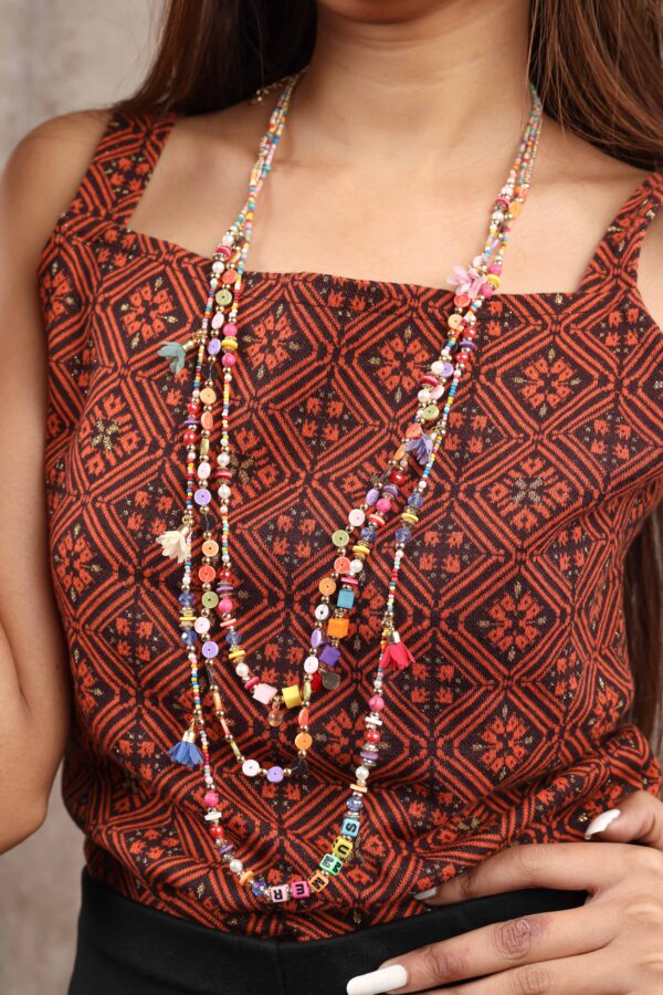 Summer Multicolour Beaded Long Necklace