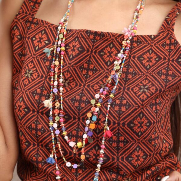 Summer Multicolour Beaded Long Necklace