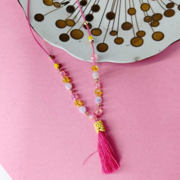 Pink Tassel Adjustable Necklace - Image 2