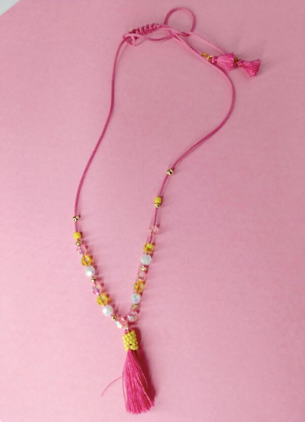 Pink Tassel Adjustable Necklace