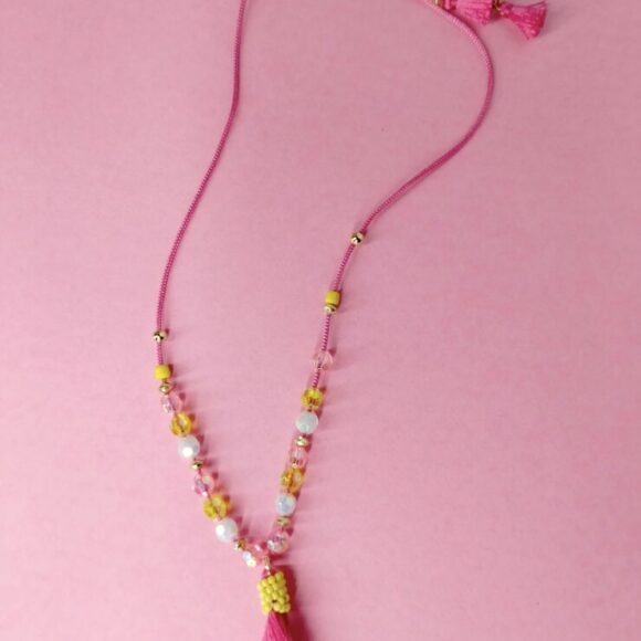 Pink Tassel Adjustable Necklace